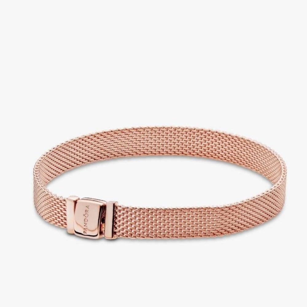 Pandora Reflexions Mesh Bracelet 14k Rose Gold Plated Size 6